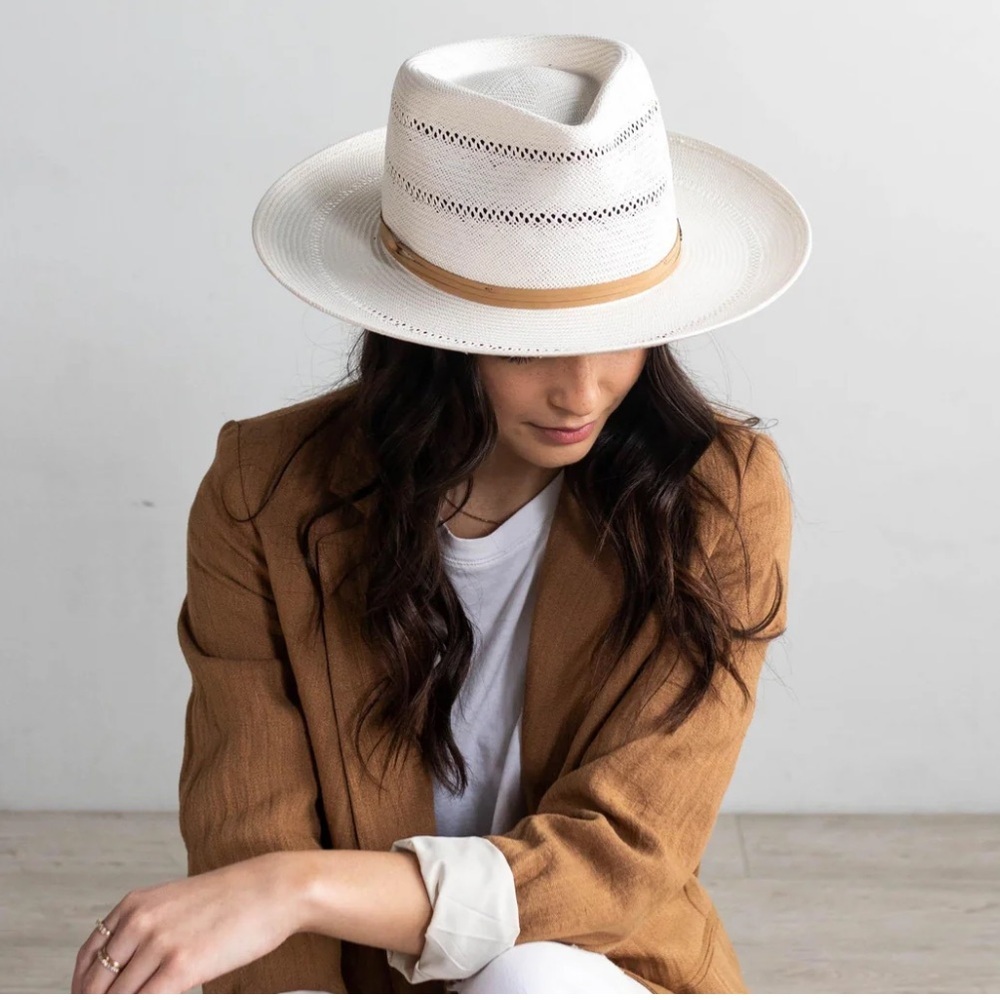 Gigi Pip ARLO RANCHER FEDORA STRAW HAT in White - Picture 3 of 7